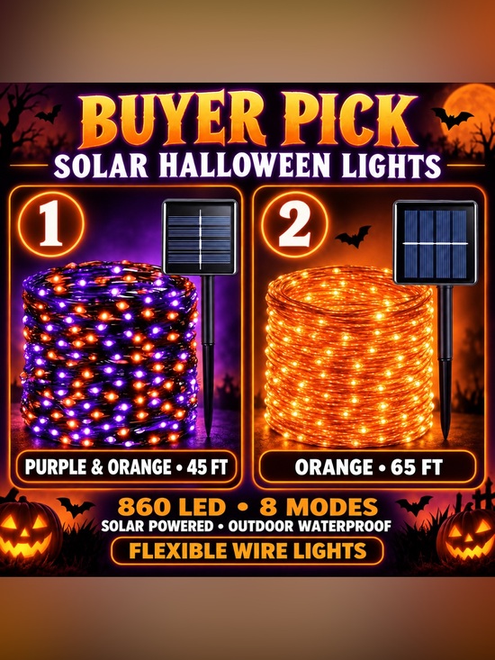 Other - Solar Halloween String Lights - Purple & Orange or Orange (Outdoor, Waterproof)